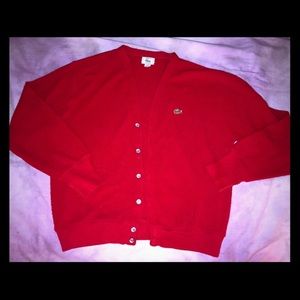 Vintage Red Izod Lacoste LS Button-up sweater